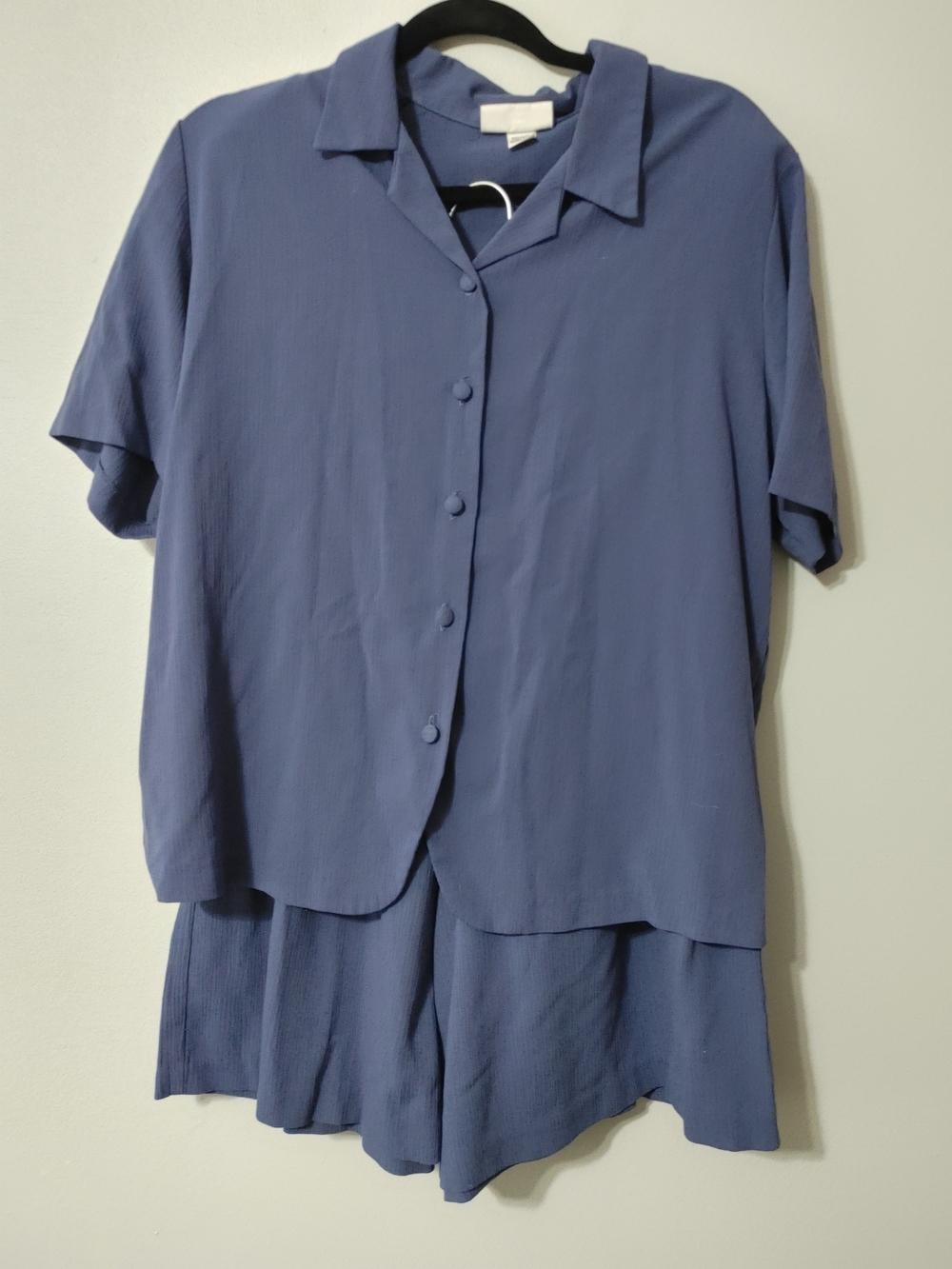 Alfred Dunner Periwinkle Blue Collared Buttoned Blouse & Short/Culotte Set 12-14